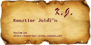 Kesztler Jolán névjegykártya